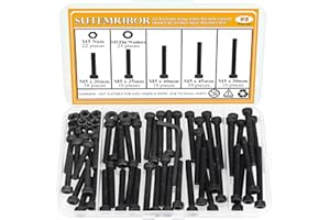Sutemribor M5 Black Screws, Nuts & Washers Set - 95 Pieces, 12.9 Grade Alloy Steel, Fully Threaded, 30/35/40/45/50mm Hex Socket Head Cap Screws