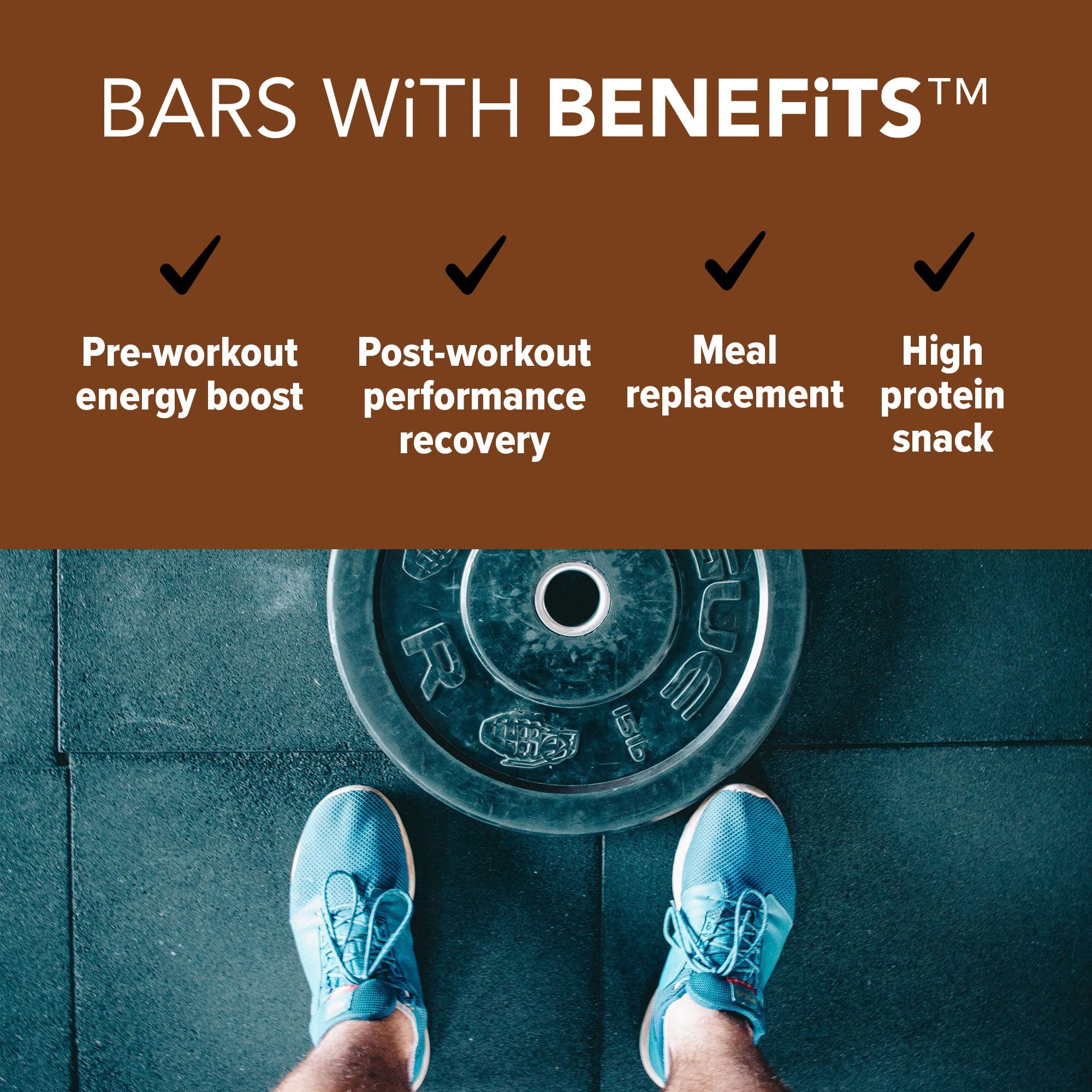 Functional Protein Bars - High-Performance Energy Snacks with Caffeine - Low Sugar & Non-GMO - Gluten Free Protein Bars for Workout, Travel & Energy Boosting | Chocolate Peanut Butter - 12 Count