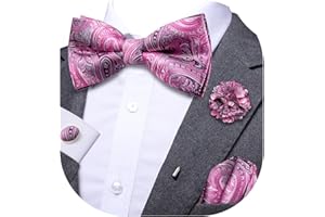 Dubulle Pretied Bow Ties for Men Mens Paisley Floral Bowtie and Pocket Square Cufflinks Formal Casual Business