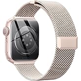 EPULY Compatible with Apple Watch Band 38mm 40mm 41mm 42mm Series 10 11, Stainless Steel Mesh Loop Magnetic Clasp Bands for iWatch Series 9 8 7 6 5 4 SE3 2 Women Men - 42/41/40/38mm Rose Gold