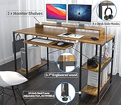 HYPIGO Computer Desk with Keyboard Tray and 2
