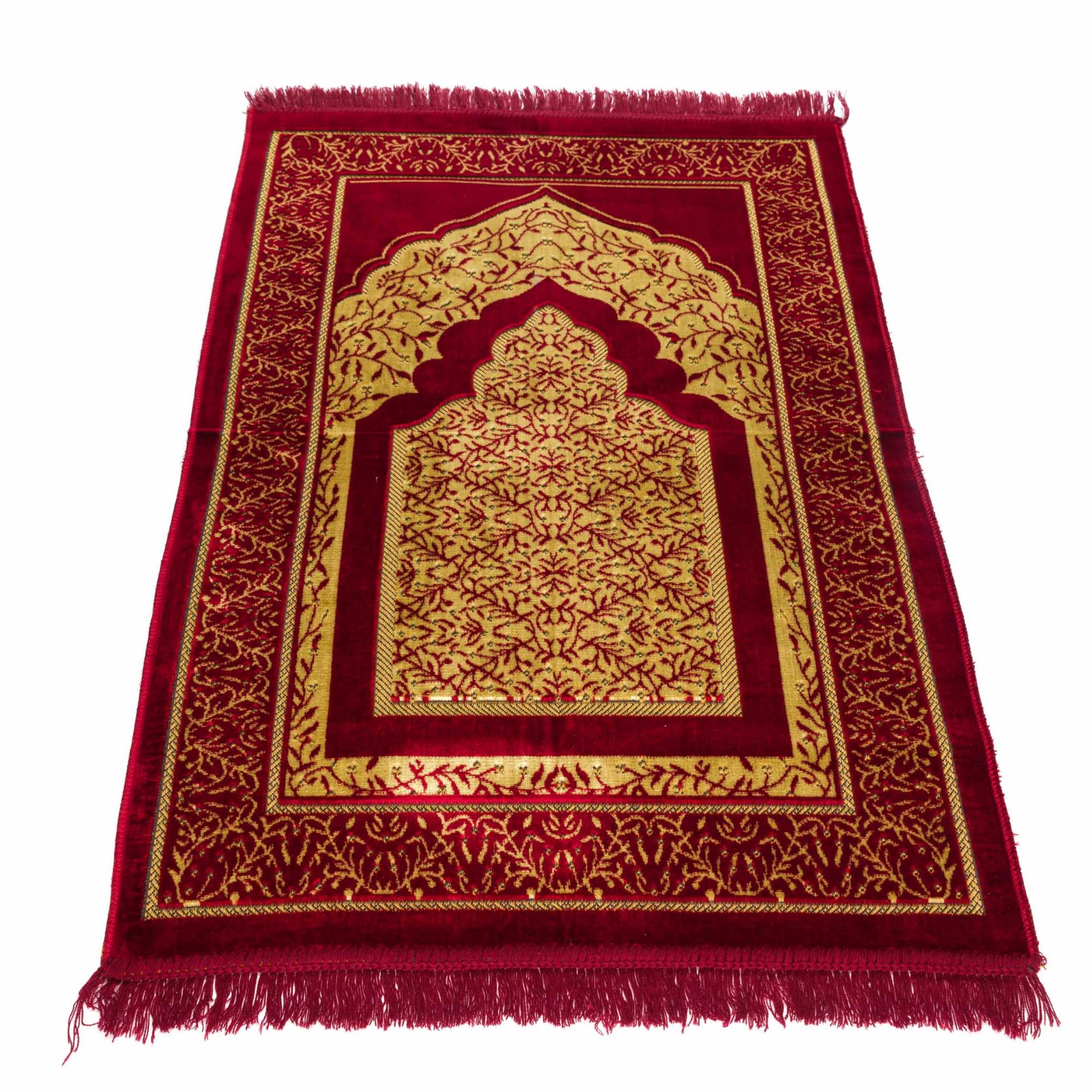 homeart Muslim Prayer Rug, Soft Plush Thin Islamic Prayer Mat, Praying Carpet, Ramadan Gift for Men & Women, Bordeaux