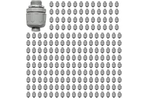 HDHAODA Conduit Connectors, 1/2 Inch Liquid Tight Connector NPT Non-Metallic for PVC Electrical Flexible Conduit Fittings, 180 Degree Straight, UL Listed for Home Outdoor Tubes Tools, Grey (200-Pack)
