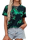 LilyCoco Women's Tie Dye Shirt Short Sleeve