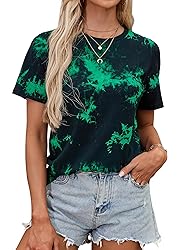 LilyCoco Women's Tie Dye Shirt Short Sleeve