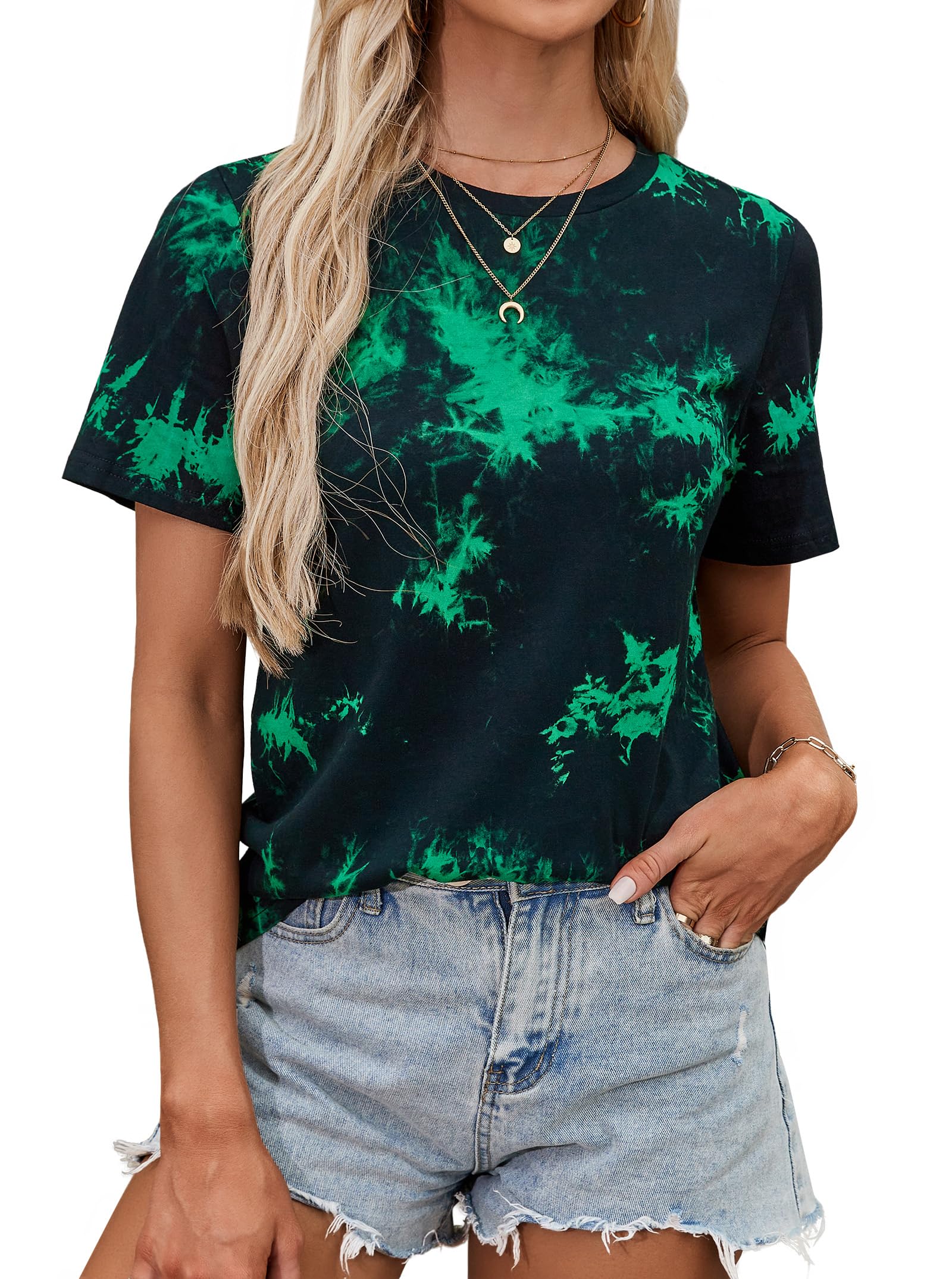LilyCoco Women's Tie Dye Shirt Short Sleeve
