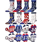 Patelai 8 Pairs Funny Baseball Socks for Men, Novelty Baseball Season Gift Crew Socks for Team Players Coaches Fans Favors