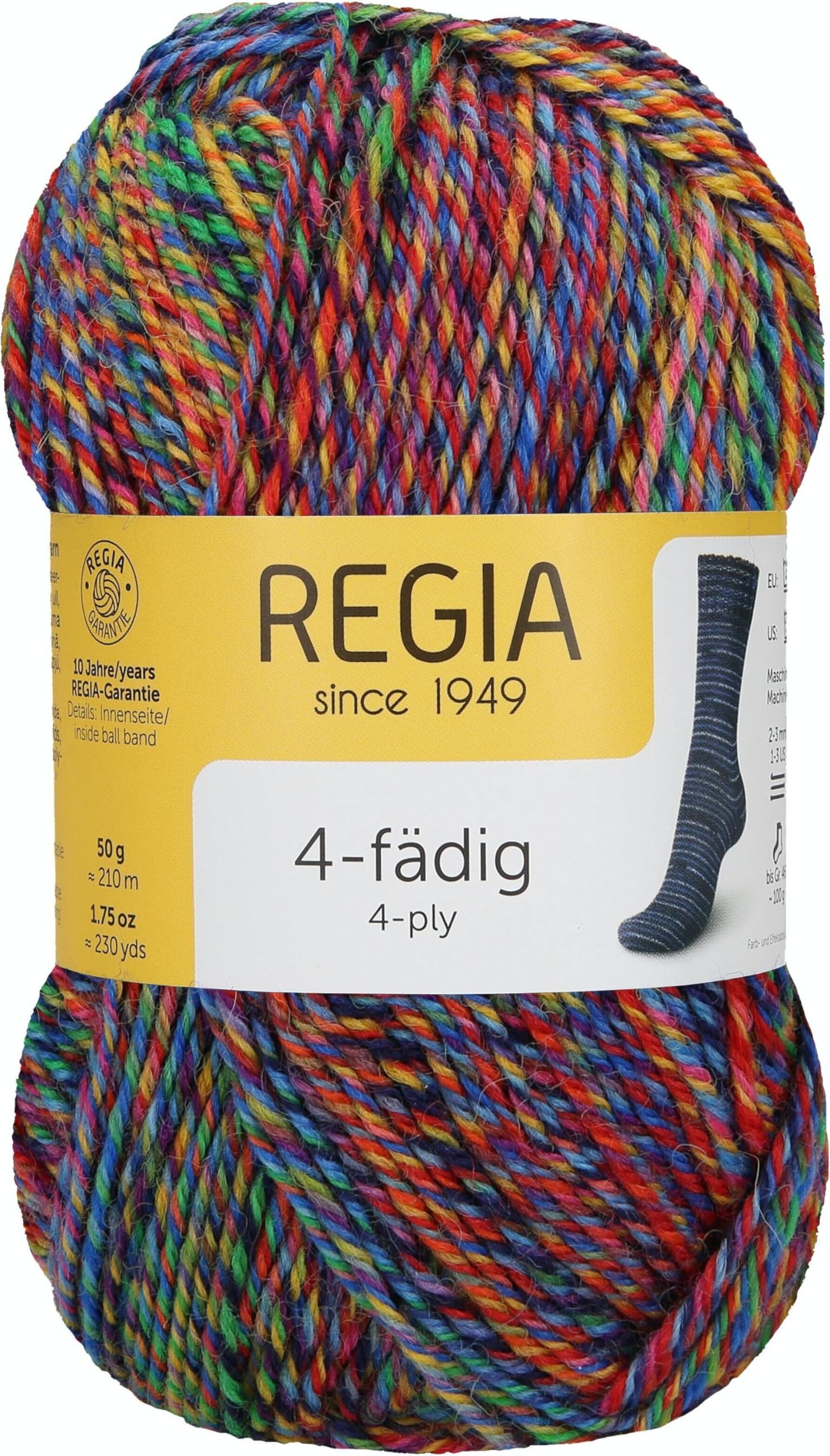 Regia 4-Ply Colour Hand Knitting Yarn, Sock Yarn, 50g Balls, wool, Flowerfield, 13 x 5 x 5 cm