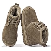 Project Cloud 100% Genuine Leather Kids Boots - Lightweight Fur-Lined Ankle Boots for Girls & Boys with Memory Foam Insole - Non-Slip Winter Kids Shoes (Nevada)