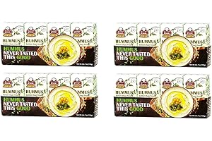AL AMIN FOODS Kasih Hummus with Tahini Ready To Eat Mini Size 4 x 4 Mini Packets 135g/5oz each Mini Packet - حمص الكسيح بالطعمة الجديدة، جاهز للأكل