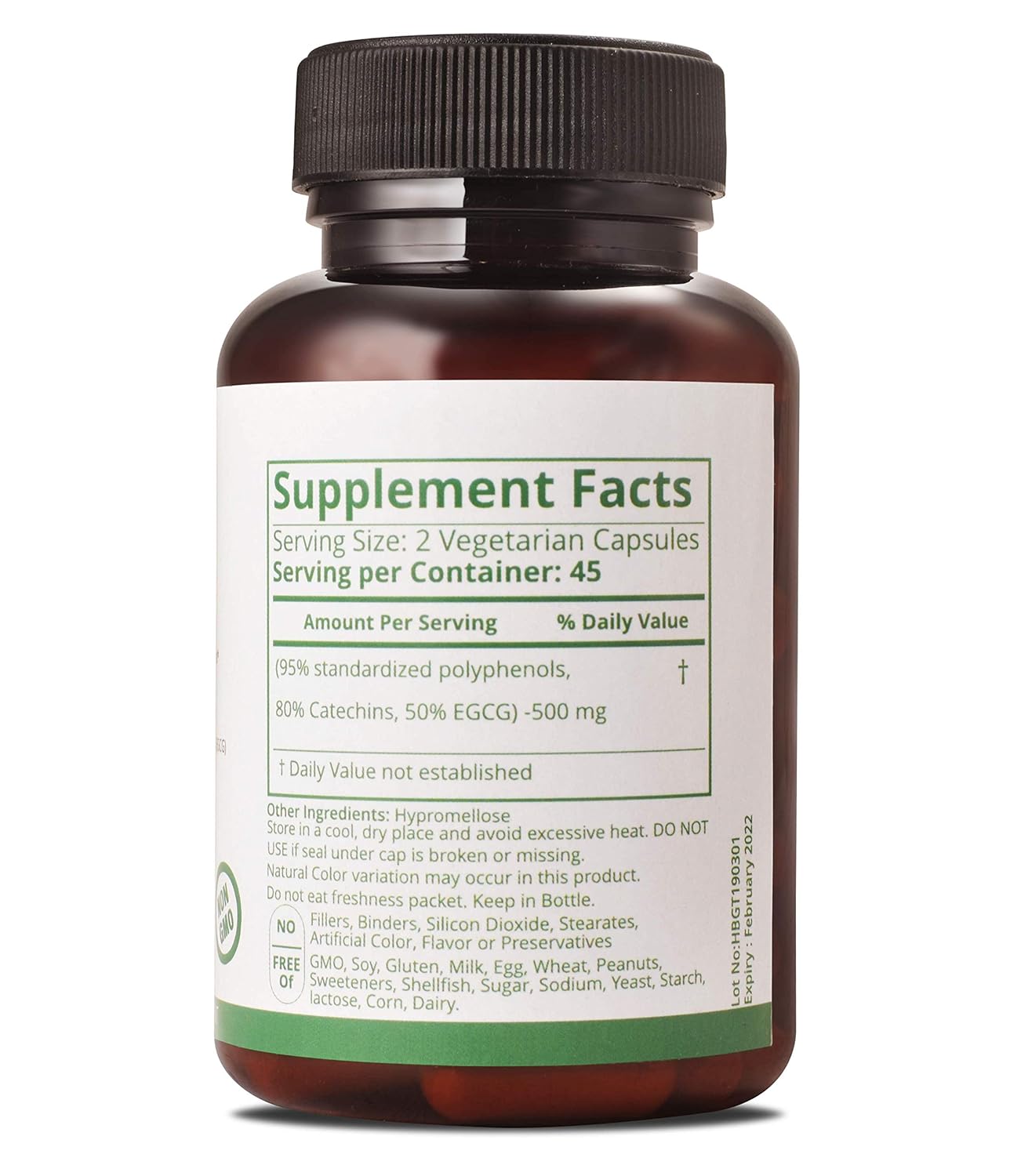 Premium Green Tea 90 Veg Capsules 500 mg with 50 EGCG Antioxidants & Polyphenols for Immune