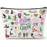 Witch Themed Cosmetic Bag for Women and Girls, Pink and Green Aesthetic Makeup Pouch, Fantasy Magic Travel Zipper Bag, Cute Witchcraft Gifts for Fans