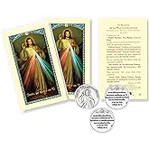 Spanish Divina Misericordia Card-Divine Mercy Cards Bulk Set of Laminated Catholic Cardstock, Jesus De La Misericordia, Divine Mercy Token - Tarjetas De La Divina Misericordia En Español - 6 Items