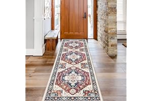 TOPRUUG Washable Runner Rug 2x7 - Hallway Runner Rug Kitchen Rugs and Mats Non Skid Washable Waterproof Carpet Runner for Living Room Bedroom Bathroom (Red, 2X7)