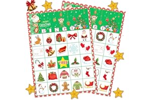 Funnlot Christmas Bingo Game for Large Group Christmas Party Games for Kids 24 Players Christmas Activities Christmas Bingo Cards for School Classroom Family Activities Christmas Party Supplies
