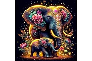 puonidwo 5D Diamond Painting Kits for Adults, Full Drill Elephant Diamond Painting Kits for Beginner,DIY Animal Round Diamond
