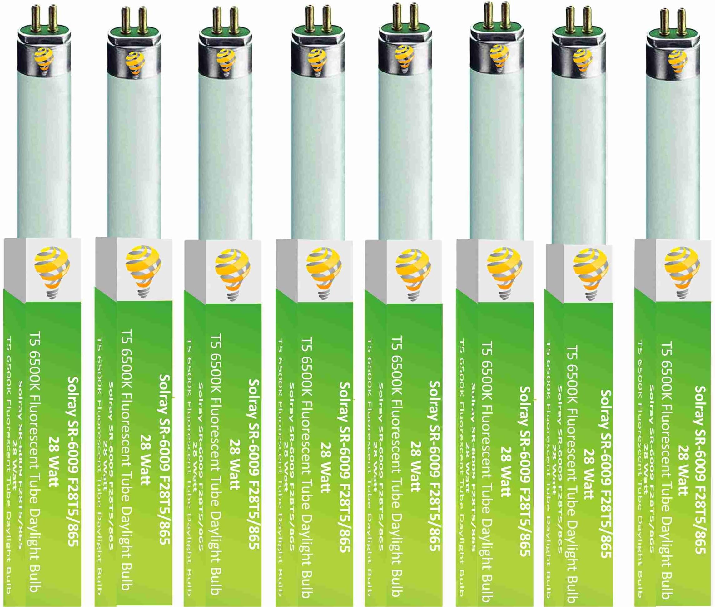 Uniguardian Solray SR-6009 F28T5/865 28 Watt T5 6500K Fluorescent Tube Daylight Bulb 8 Pack