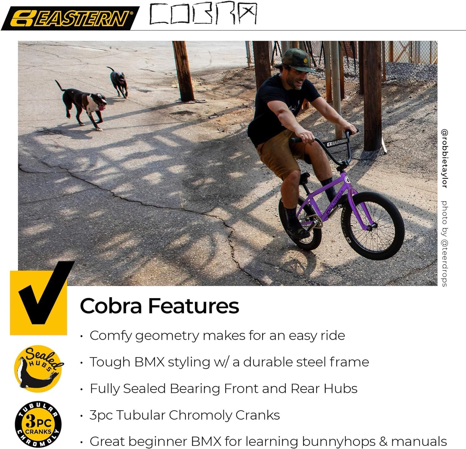 Eastern Bikes Eastern BMX Bikes - Cobra Model 20 Inch Bike. Lightweight Freestyle Bike Designed by Professional BMX Riders at