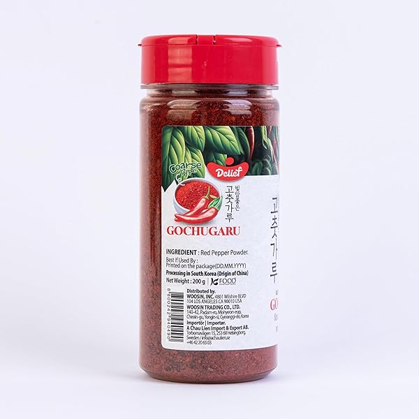 DELIEF RED PEPPER CHILLI POWDER – 100% GOCHUGARU FLAKES, AUTHENTIC MEDIUM GRIND FOR KIMCHI & SPICY DISHES, 7.05OZ (200G) 1 PACK