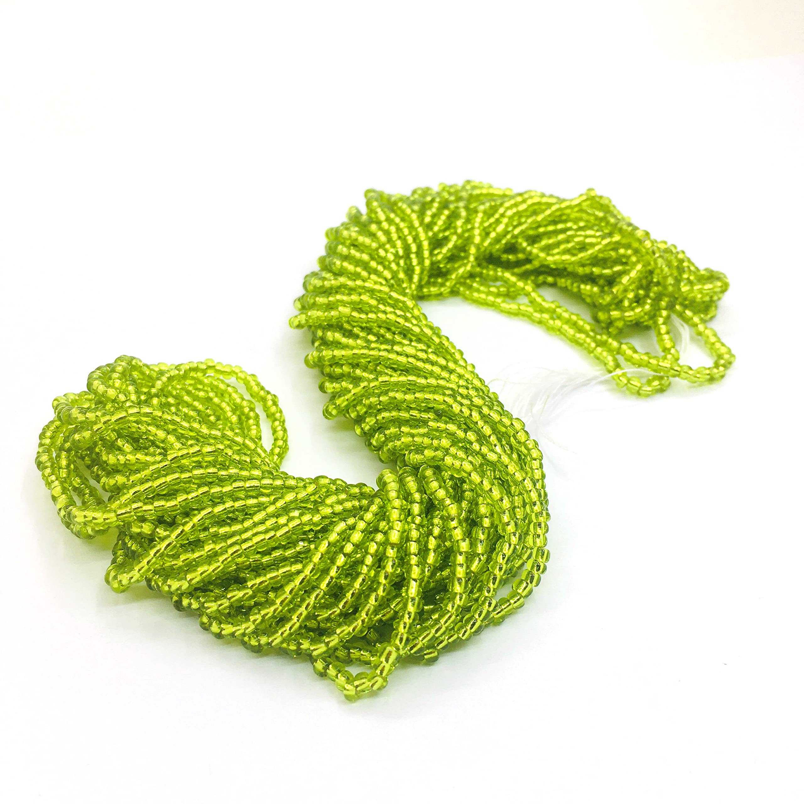 Perlin Seed Beads 2 mm Preciosa Ornela Czech 9000 Pieces CZ Glass Beads 11/0 24 on Multiple Strands (Peridot Green Silver Insert) — image 1