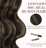 GOO GOO Tape In Hair Extensions 16 inch 25g 10pcs Dark Brown Highlighted view 8