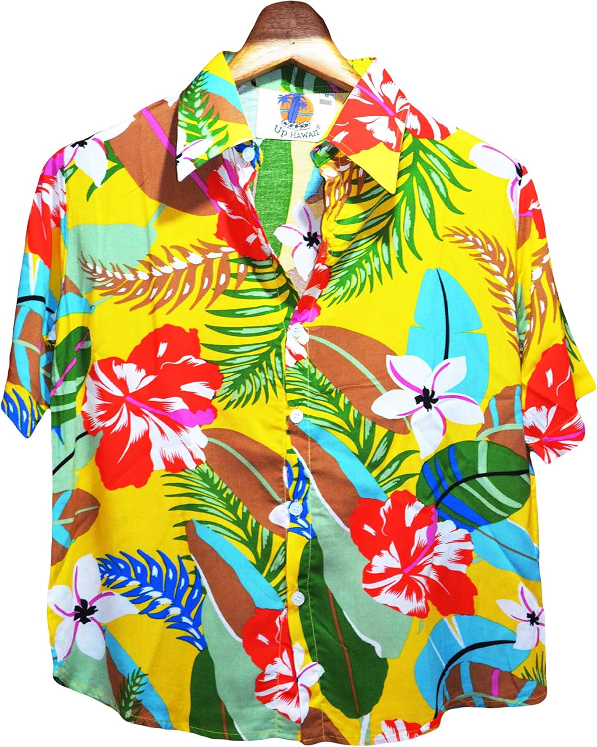 GL BOUTIK Hawaiian Shirt Woman fit Short Sleeved Floral Print