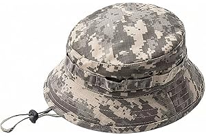 KBAKOSA Camo Boonie Hat, Military Tactical Bucket Hat with Adjustable Chin Strap for Fishing Hiking Camping