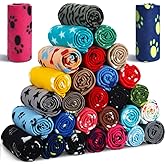 Chumia 28 Pieces Puppy Blanket Bulk Small Fleece Pet Blanket for Puppy Dogs Kitten Cats Pets Soft Warm Paw Print Sleep Mat Bed Covers, 28 Styles(23.6 x 27.6 Inch)