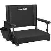 VIVOHOME Stadium Seat with Back Support and 2.8" Cushion for Sports Events | Foldable, Easy To Carry, Adjustable Length Shoulder Strap, Two Cup Holders, Armrest, Anti-slip Bottom
