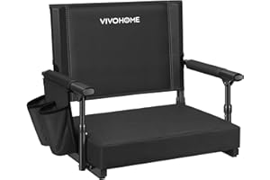 VIVOHOME Stadium Seat with Back Support and Cushion, Portable Bleacher Chair with Cup Holder and Shoulder Strap, Comfortable for Various Sports Events