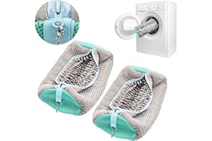 artgeeker Shoe Washing Machine Bag, Shoe Washing Bag for Sneakers, Reusable Laundry Shoe Bag for Washer and Dryer, Grey-A 2Pcs