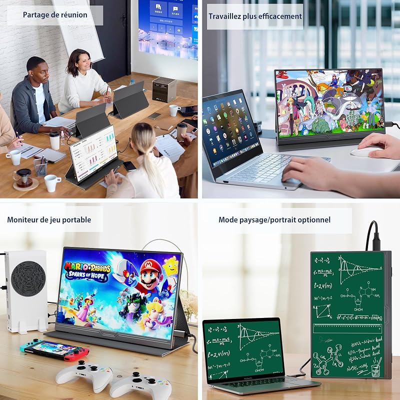 Ecran Portable, 15,6 Pouces Moniteur Portable IPS 100% SRGB
