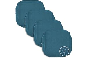 PureFit Waterproof Outdoor Cushion Covers Replacement for Patio Furniture Chair Seat Cushion Covers 24x22 inch for Outdoor Furniture Garden Backyard with Zipper, 4 Pack SLIPCOVERS ONLY, Teal