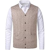 Beryielite Men's Argyle Sweater Vest V-Neck Knitwear Sleeveless Cardigan Vest Warm Tank Top