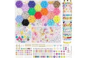 DEHVIHS Clay Beads Kit, 6000PCS Friendship Bracelet Making Kit, 21 Colors with 26 Types of Charms Preppy Polymer Heishi Beads with Letter Beads Jewelry Making Kit