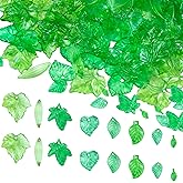 CTEAKOP 200 Pcs Green Leaf Beads for Jewelry Making, Acrylic Green Leaf Charms, Leaves Bead Caps for Jewelry Making, DIY Earrings, Necklaces, Crafts Making (8 Styles)