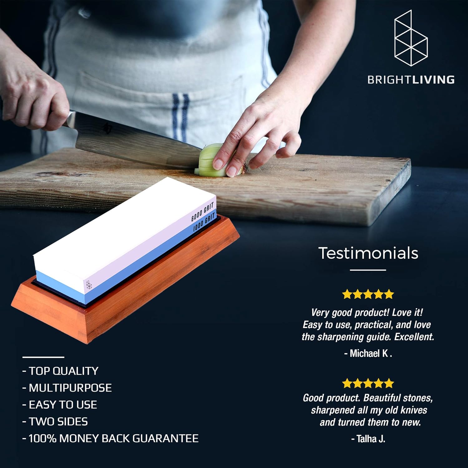 Whetstone Knife Sharpening Stone Set Dual Grit Whetstone 1000 6000