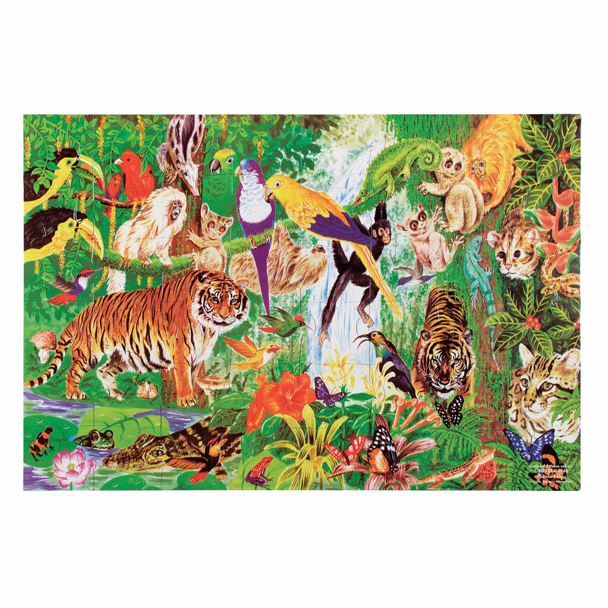 Photo 1 of **BOX IS DAMAGED/NO MISSING PARTS**Melissa & Doug Rainforest Floor Puzzle, 48 pc Jumbo Jigsaw Puzzle, Educational Screen Free Activity for Toddler, Preschoolers and Kids Ages 3+ (2 x 3 Feet) - FSC Certified