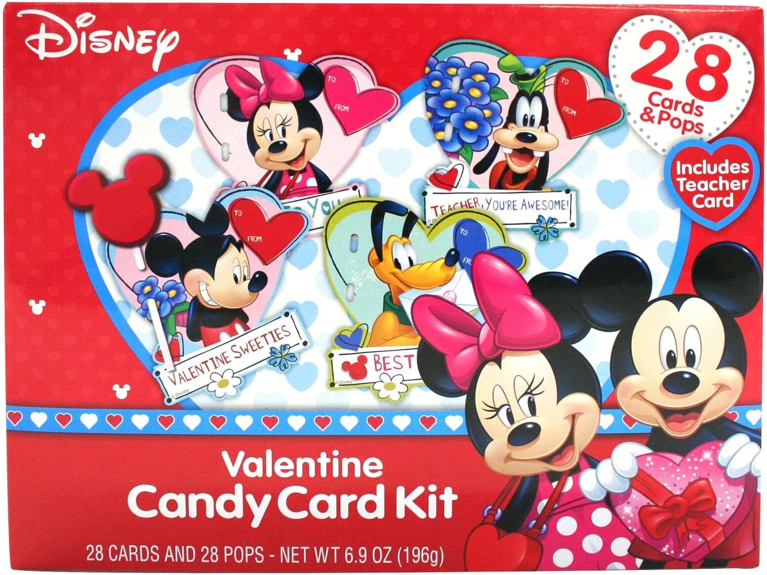 Disney Character Valentine's Day Card Exchange Kit with Lollipops, 28 Count (Mickey Mouse and Friends)