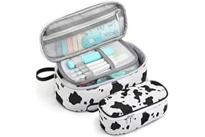 Jcocylse Large Capacity Pencil Case Portable Pencil Pouch Bag School Supplies for College Students Girls Boys Adults (Cow)