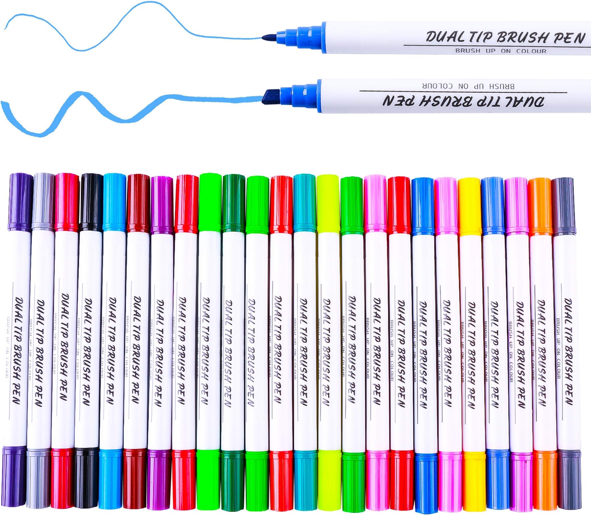 Dual Tip Marker Pens, Vakki 24 Colors Dual Tip Art Markers, Colored Fines Tip Markers for llustration Adult Coloring Sketching