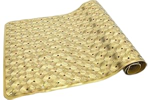 ZAHARI HOME Bathtub Mat Non Slip with Suction Cups 15"x27" - Anti-Slip Shower Mat for Kids, Toddlers, and Seniors - Machine Washable Bath Tub Mat with Multiple Drainage Holes (Gold)