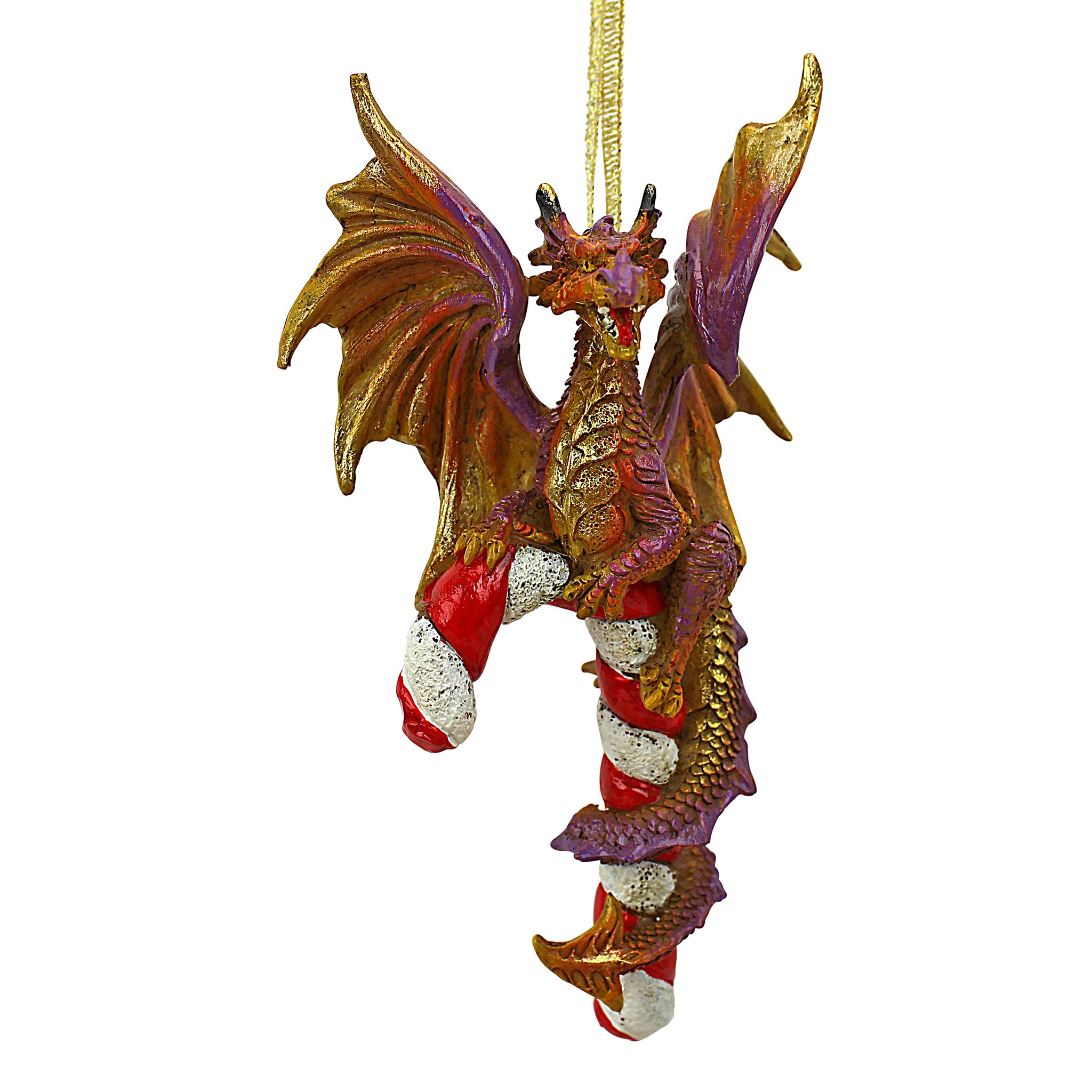 Christmas Tree Ornaments - Candy Cane and Abel the Dragon 2017 Holiday Ornament - Dragon Statue - Christmas Decorations