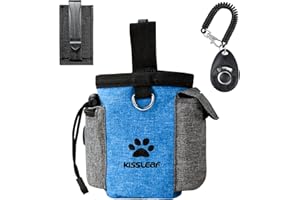 kissleaf Dog Treat Pouch, Treat Pouches for Pet Training, Dog Treat Training Pouch Dog Clicker, Dog Training Treat Pouch Built-in Poop Bag Dispenser, Hands-Free Snack Dog Treat Bag