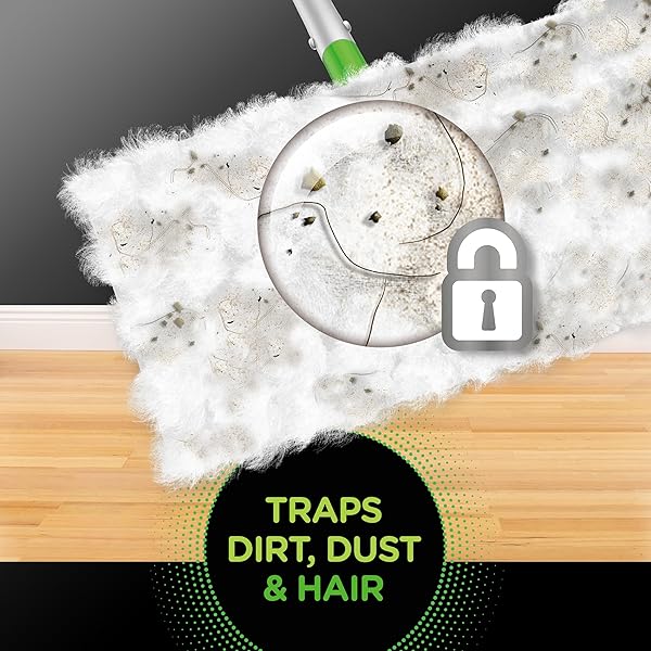 SWIFFER SWEEP + MOP, DRY PADS REFILL, FLOOR CLEANER FOR DIRT, DUST, HAIR, CLEANING CLOTHS FOR MOPPING HOME, BATHROOM, KITCHEN, ALL PURPOSE MULTI-SURFACE FLOOR WIPES, HEAVY DUTY, GAIN, 40CT
