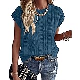 KIRUNDO Sweater Vest Women Crochet Top Cap Short Sleeve Sweater 2026 Spring Summer Cable Knit Pullover Beach Vacation Outfits