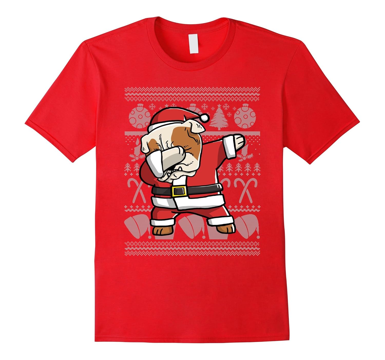 Dabbing English Bulldog Dog Ugly Christmas T-Shirt-ANZ