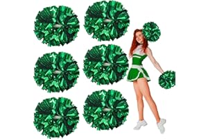 ZANKUBOM 6 Pcs Metallic Cheerleading Pom Poms, 12Inch Cheerleader Pompoms with Baton Handle for School Team Sports Games Dance Cheer