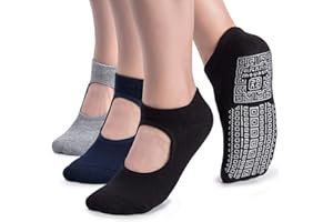 unenow Non Slip Grip Yoga Socks for Women with Cushion for Pilates, Barre, Home