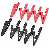 10Pcs Red and Black Insulated Safety Multimeter Test Leads with Mini Alligator Clips Crocodile Clamp Clips for 2mm Test Probe Banana Plug Connector